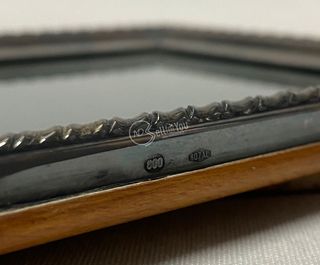 Cornice portafoto vintage argento e legno