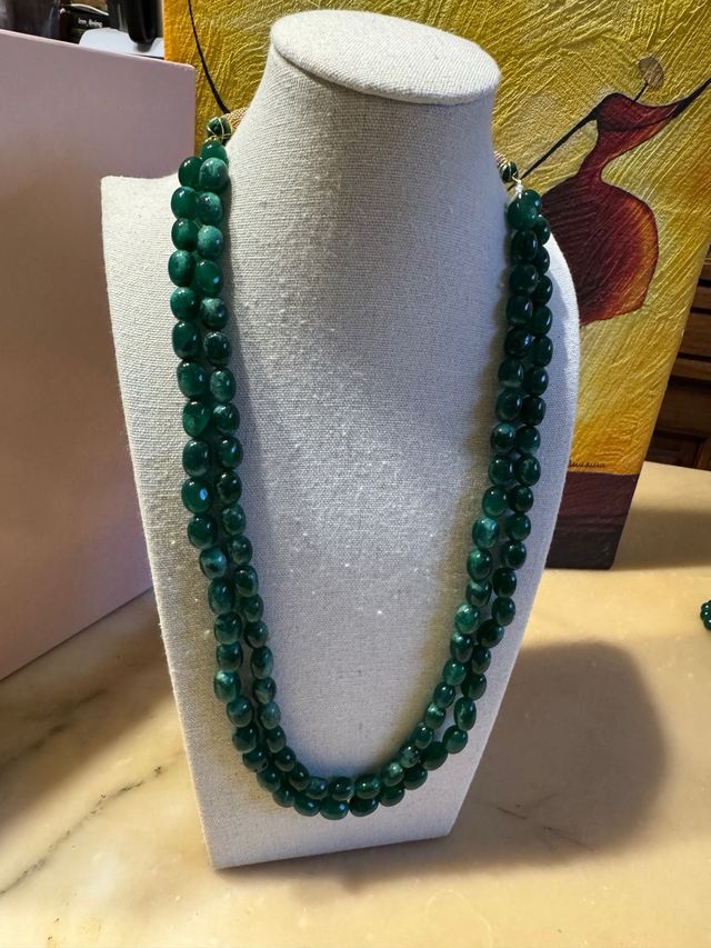 Collana indiana a 2 fili in smeraldo 