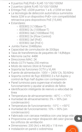 Switch Cudy PoE+ GS1010P 8+2 Puertos Gigabit