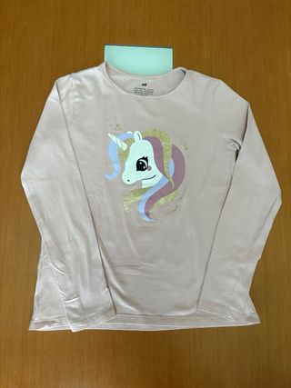 3 camisetas H&M niña unicornio manga larga