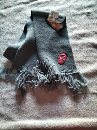 Bufanda niña Rolling Stones azul y lengua rosa