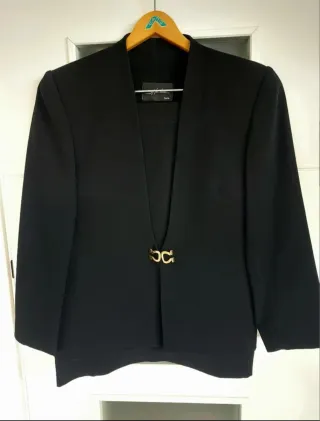 Talla 44-46 Traje negro con falda Diseñadora 