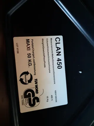 Cofre de techo 450l para coche + baca