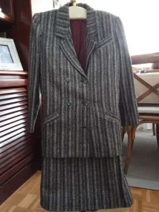 Traje de chaqueta vintage gris cruzado