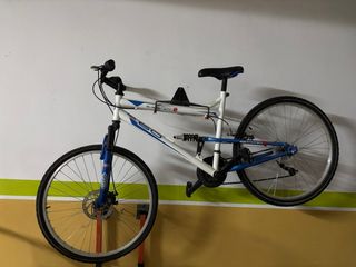 Bicicleta Montaña Full Suspension Azul/Blanca