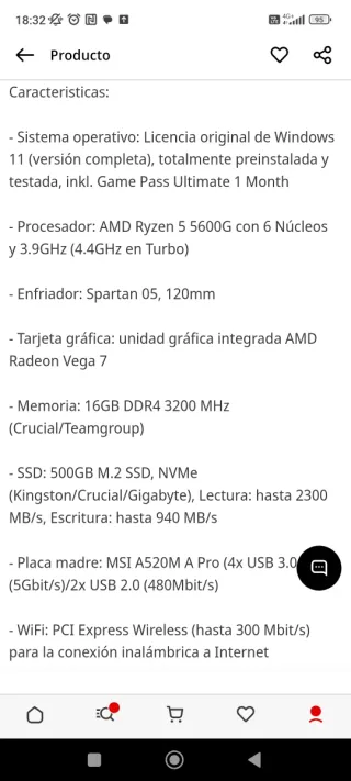 PC Gaming Ryzen 5 5600G con TODO INCLUIDO