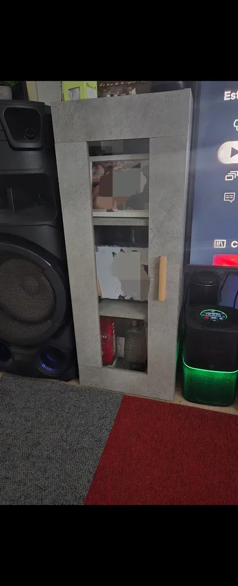 Mueble TV con Luces LED Y Salón, color gris