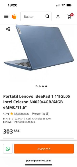 Portátil Lenovo IdeaPad 1 Azul