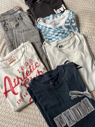 Lote 5 Camisetas Multimarca + Pantalón Levi's