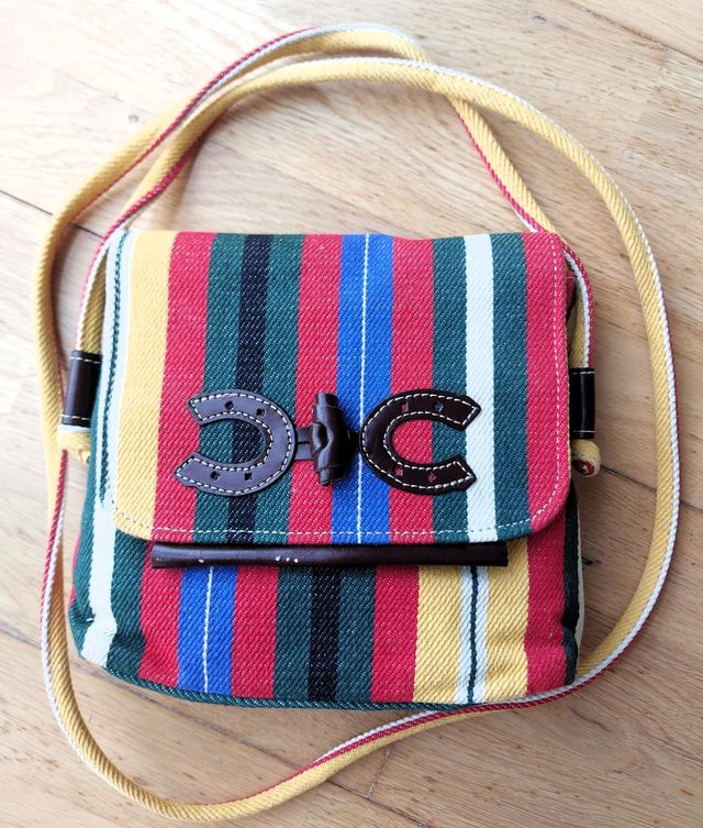 Bolso bandolera rayas Reno cuero