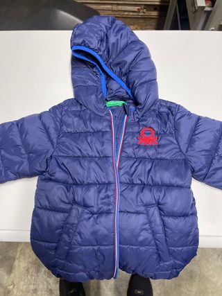 Piumino Benetton blu bimbo con cappuccio