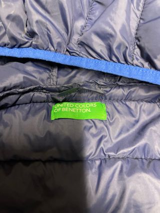 Piumino Benetton blu bimbo con cappuccio