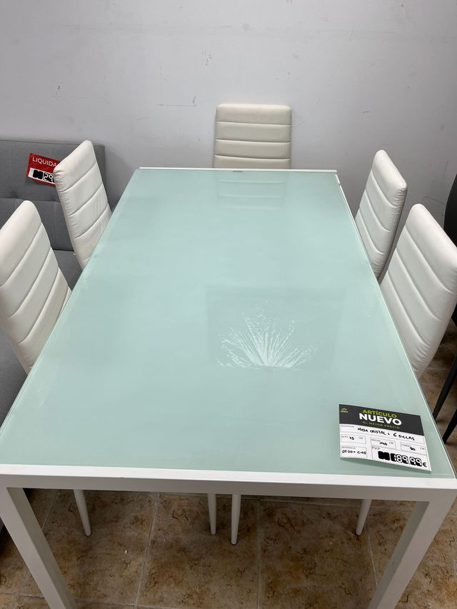 Mesa Cristal + 6 Sillas