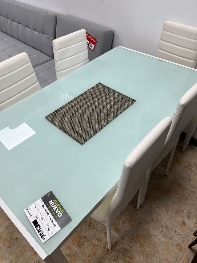 Mesa Cristal + 6 Sillas