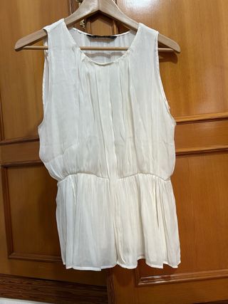 Blusa gasa sin mangas blanca