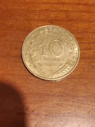 Monedas 10 céntimos 1984 y 5 céntimos Francos