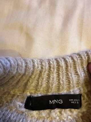 Jersey de lana beige y blanco