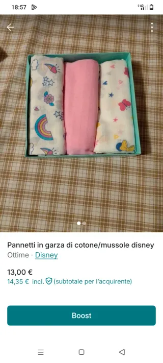 Pannetti in garza cotone/mussola Disney