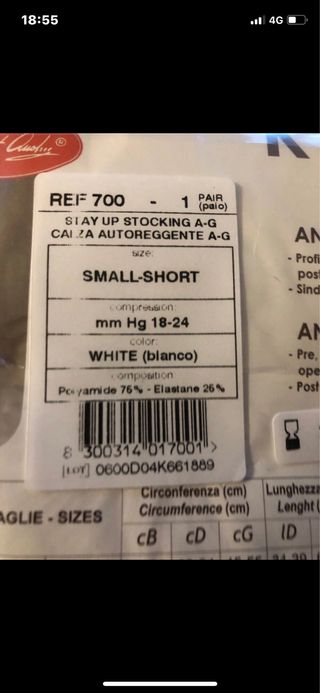 Calze antitrombosi  bianche taglia small nuovo 