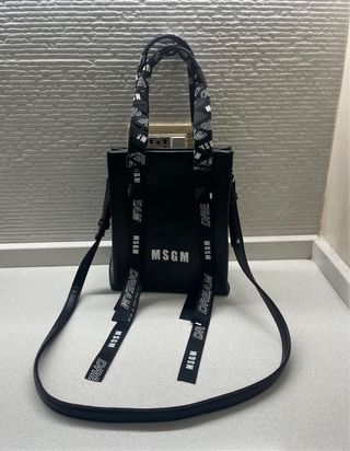 Borsa MSGM nera e logo bianco tote donna
