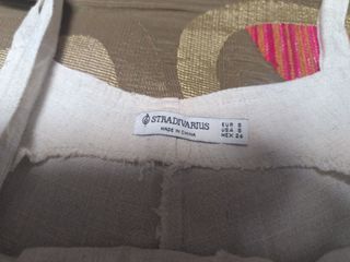 Mono corto lino beige Stradivarius T.36