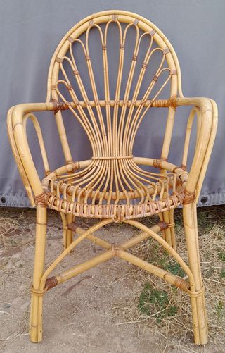 Conjunto Mimbre: 2 Sillones, Mesa y Sillón Alto