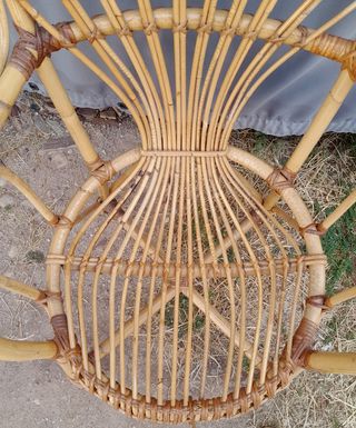 Conjunto Mimbre: 2 Sillones, Mesa y Sillón Alto