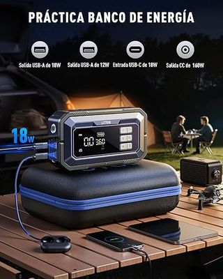 Arrancador de Coche, inflador, linterna y OBD II