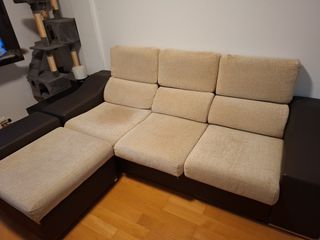 Sofá modular 3 plazas beige y marrón