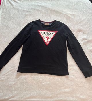Sudadera Guess Negra Logo Triángulo