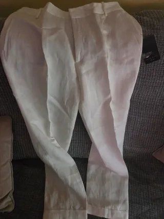Pantalón vestir Zara mujer blanco