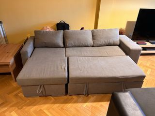 Sofá Cama Beige con Almacén