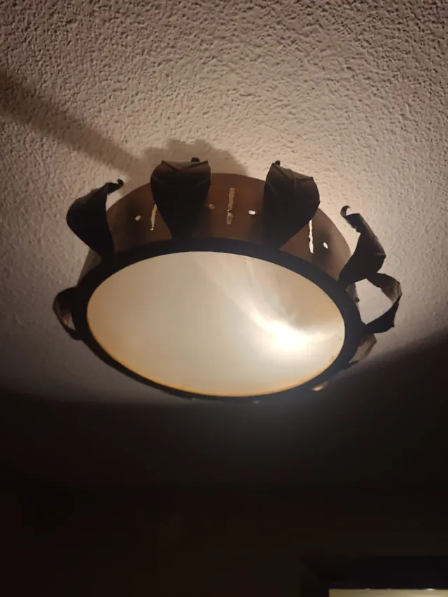 Lámpara Techo Vintage Dorada Cristal