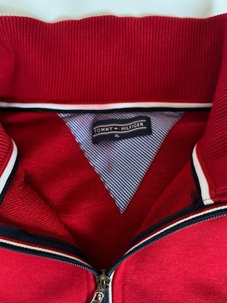 Sudadera Tommy Hilfiger Roja Media Cremallera
