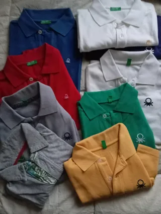 Lote 9 polos Benetton 3 manga larga 6 corta