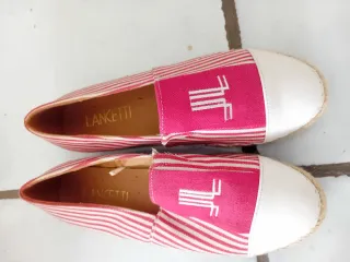 Espadrillas rosa e bianche Lancetti nuove