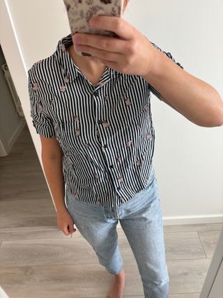 Camisa rayas perritos manga corta
