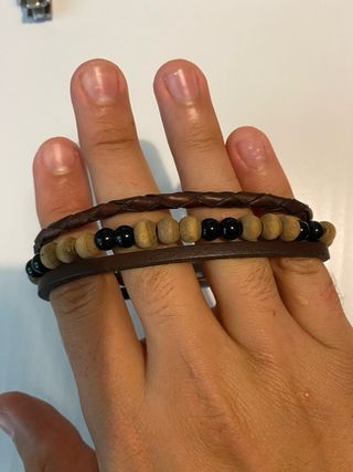 Pulsera Daniel Klein Cuero y Madera