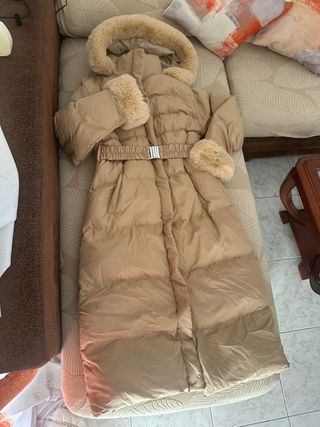 Abrigo largo mujer beige