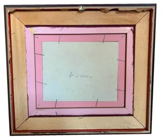 Quadro Marina con Vesuvio, cornice vintage