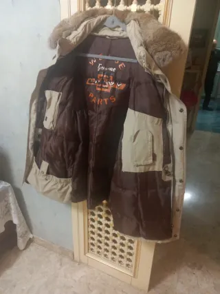 Giaccone parka uomo beige e marrone