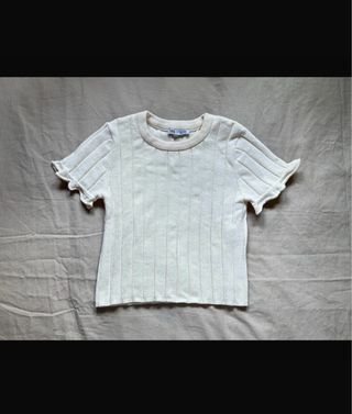 Top Zara manga corta beige talla S