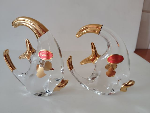 Pez de Cristal Murano con detalles dorados