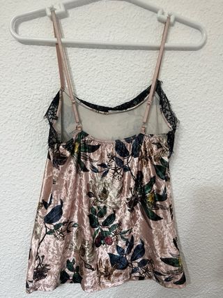Top sin mangaVintage floral de tirantes con encaje