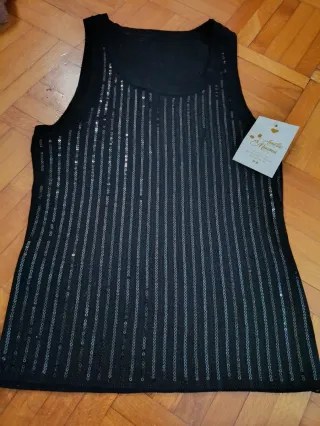 Camiseta sin mangas Amelie Moumi lentejuelas