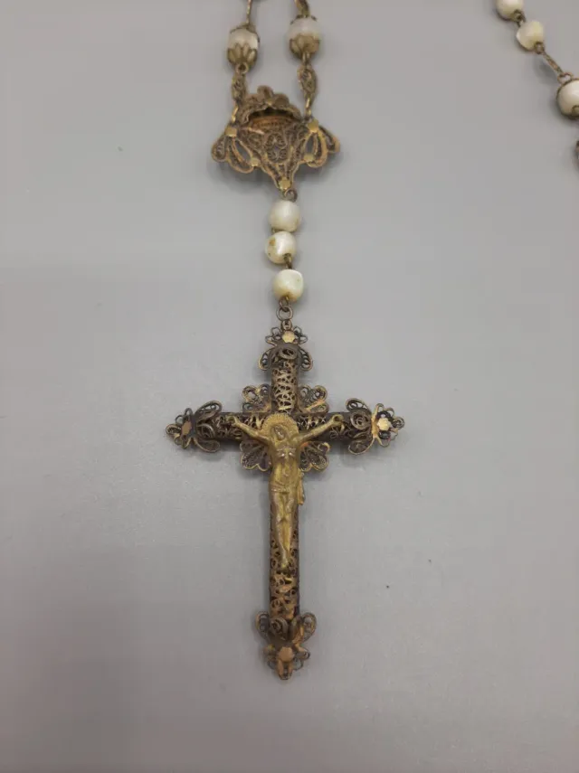 Rosario s. XIX con cruz de filigrana cordobesa