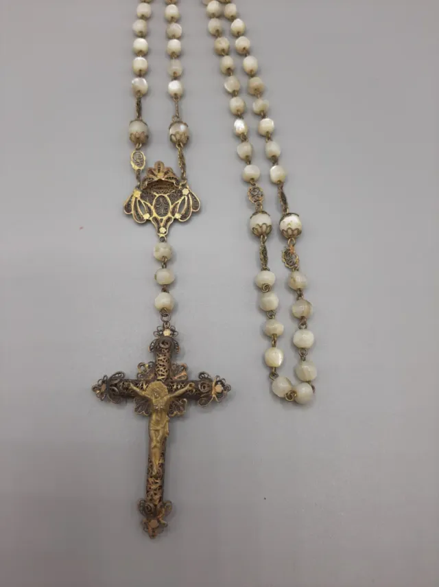 Rosario s. XIX con cruz de filigrana cordobesa