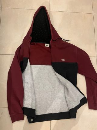 Sudadera Vans Granate y Gris oscuro Talla L 