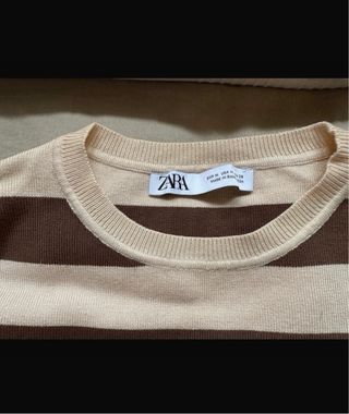 Zara Camiseta Rayas Manga Larga Crop Top