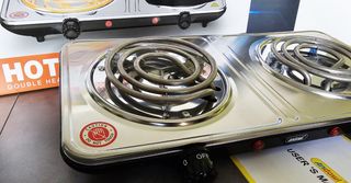 Piastra elettrica doppia in acciaio inox Fornello